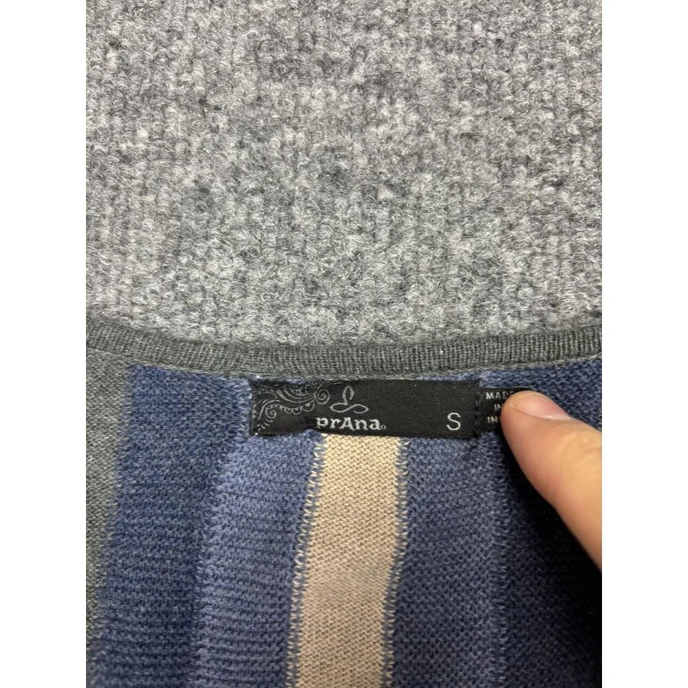 Prana Sweater Dress Womens Small Gray Colorblock Scoop Neck 3/4 Sleeve Knit - Picture 2 of 8